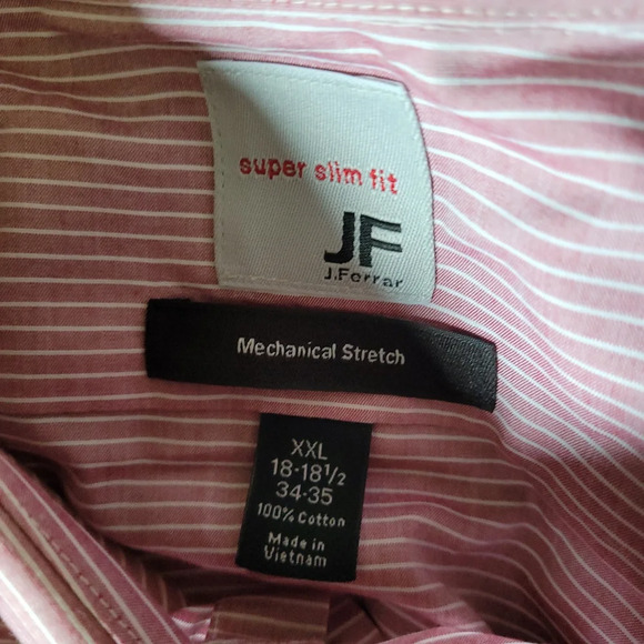 J.Ferrar Red Stripe Super Slim Mechanical Stretch Button Down Shirt Size Men XXL - Picture 7 of 8